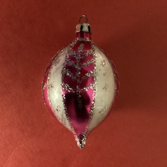 Ornament Christmas Poland Teardrop Heavy Glitter Indent Mirror Reflector 3 1/2in - Picture 11 of 12